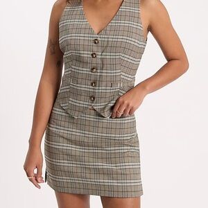 Express Editor Plaid Super High Waisted Mini Skort